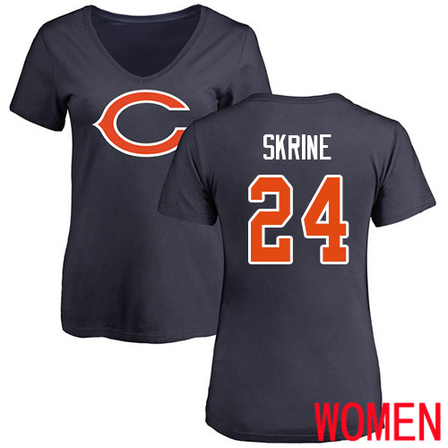 Chicago Bears Navy Blue Women Buster Skrine Name and Number Logo NFL Football #24 T Shirt->nfl t-shirts->Sports Accessory